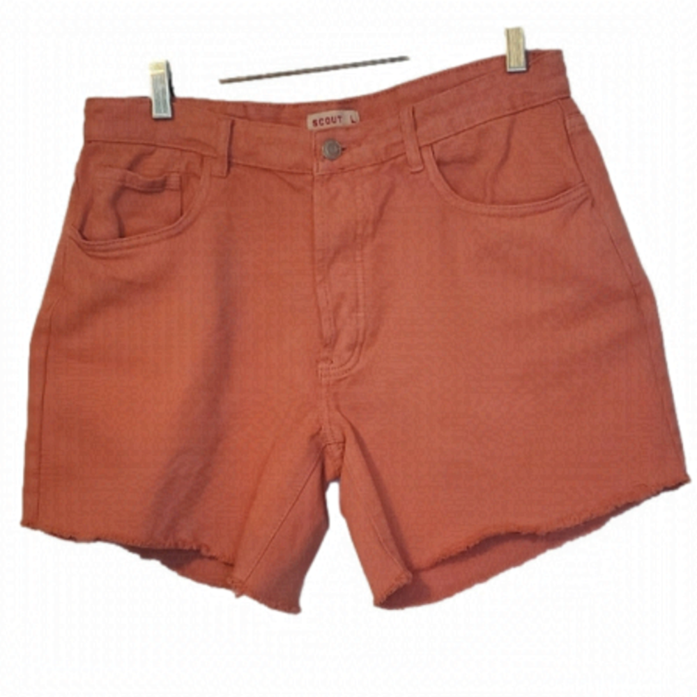 Scout denim orange high waisted button fly shorts Large